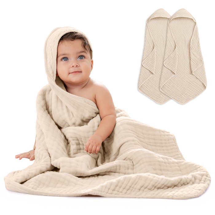 Baby Hooded Towels by Comfy Cubs - Sand Pack Of 2 Hooded Towels Comfy Cubs