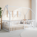 Kids House Gated Floor Bed Twin Size for Children Aged 5+, White Kids Gated Floor Bed Comfy Cubs