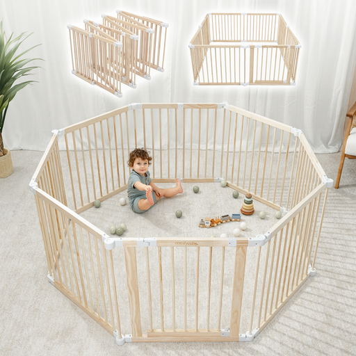 Playpen for Toddler and Babies by Comfy Cubs in Natural Wood Playpen Comfy Cubs