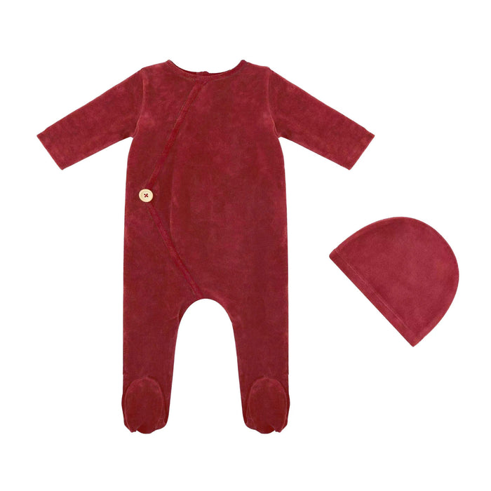Corduroy Kimono Footie and Bonnet Tricot Bebe