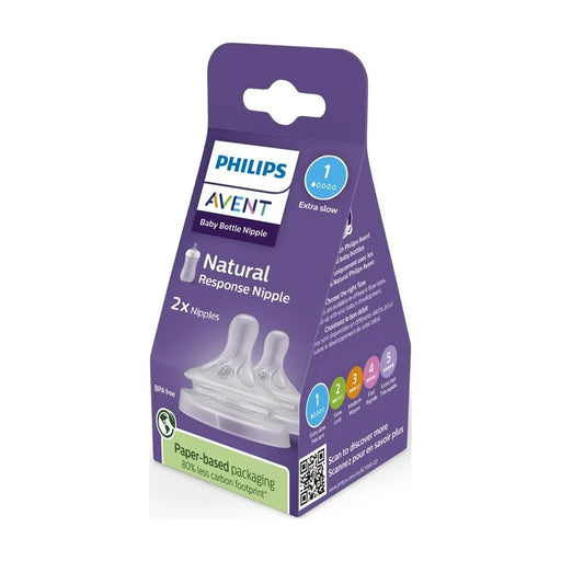 PHILIPS AVENT NATURAL RESPONSE NIPPLES, EXTRA SLOW FLOW (FLOW 1), 2-PACK NURSERY AVENT