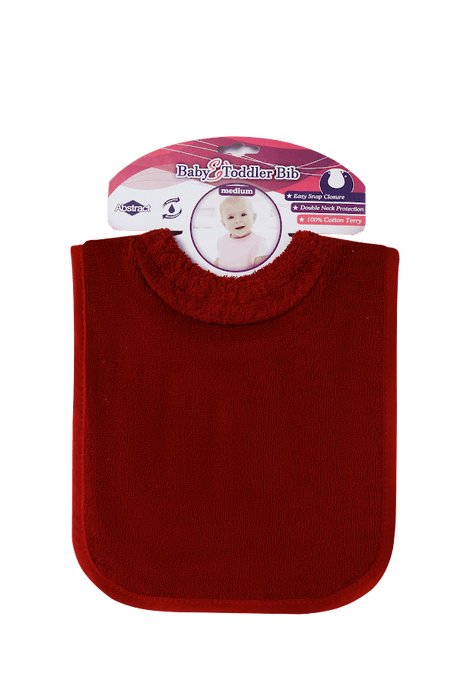 ABSTRACT WATERPROOF BIB WITH SNAPS, SOLID MAROON - LARGE