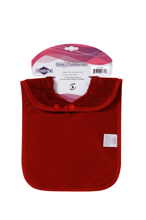 ABSTRACT WATERPROOF BIB WITH SNAPS, SOLID MAROON - LARGE