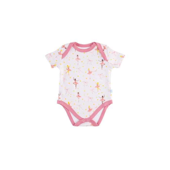 Baby Short-Sleeve Bamboo Bodysuit Ballerina Pajamas Dreamland Baby