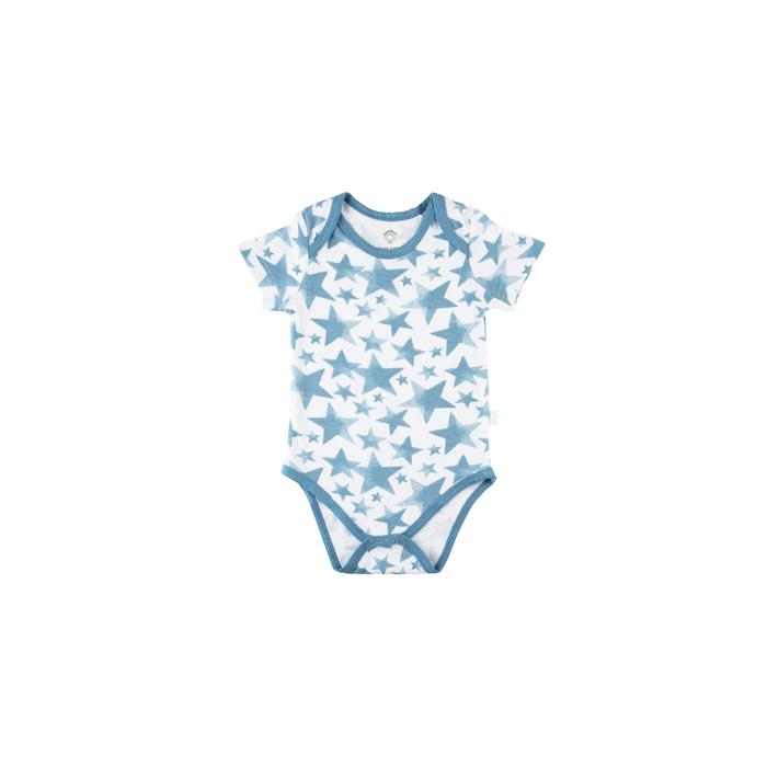 Baby Short-Sleeve Bamboo Bodysuit Blue Star Pajamas Dreamland Baby