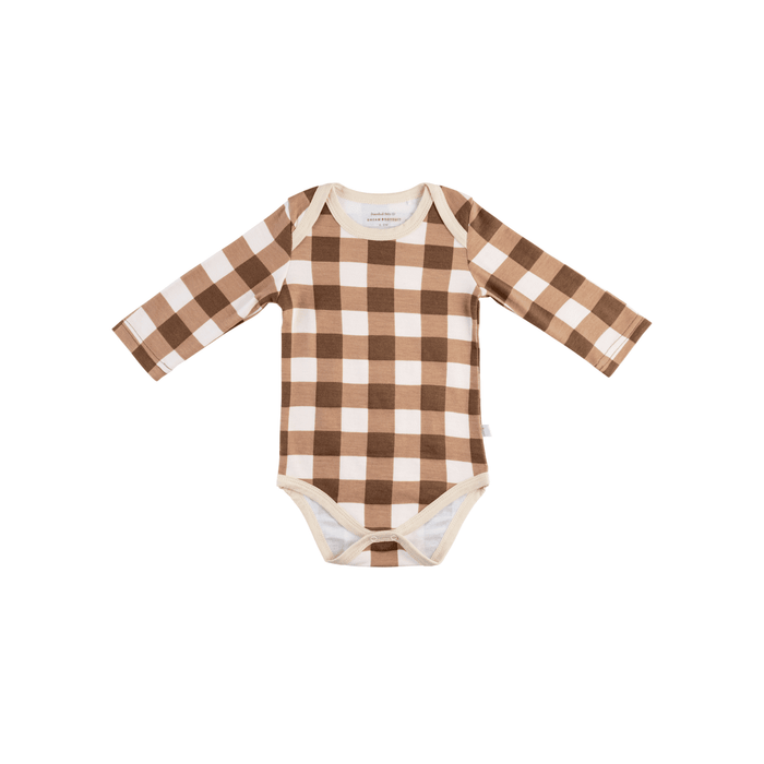 Baby Long-Sleeve Bamboo Bodysuit Buffalo Plaid Pajamas Dreamland Baby