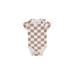 Baby Short-Sleeve Bamboo Bodysuit Oat Latte Checkerboard Pajamas Dreamland Baby