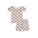 Toddler Short-Sleeve Bamboo Pajamas Oat Latte Checkerboard Pajamas Dreamland Baby