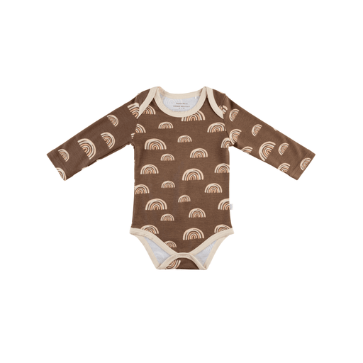 Baby Long-Sleeve Bamboo Bodysuit Coffee Rainbow Pajamas Dreamland Baby