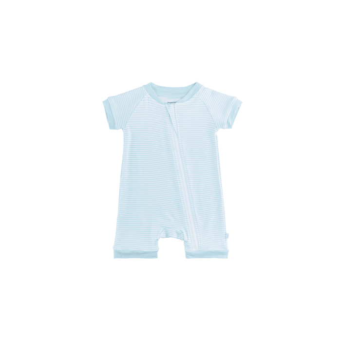 Baby Short-Sleeve Bamboo Romper Delicate Blue Stripe Pajamas Dreamland Baby
