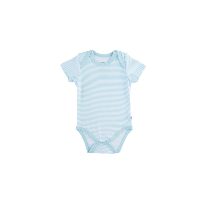 Baby Short-Sleeve Bamboo Bodysuit Delicate Blue Stripe Pajamas Dreamland Baby