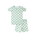 Toddler Short-Sleeve Bamboo Pajamas Mint Checkerboard Pajamas Dreamland Baby