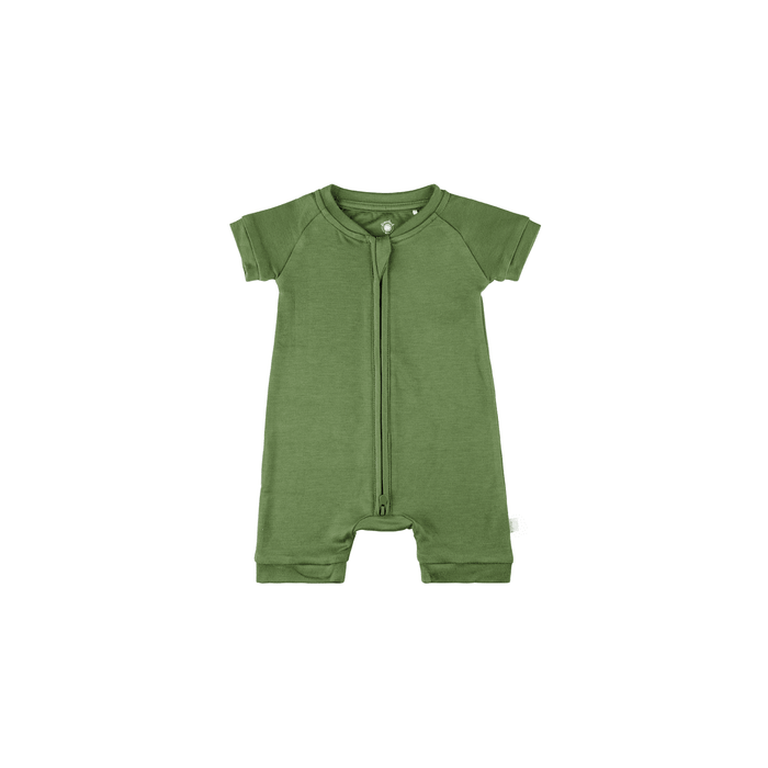 Baby Short-Sleeve Bamboo Romper Olive Pajamas Dreamland Baby