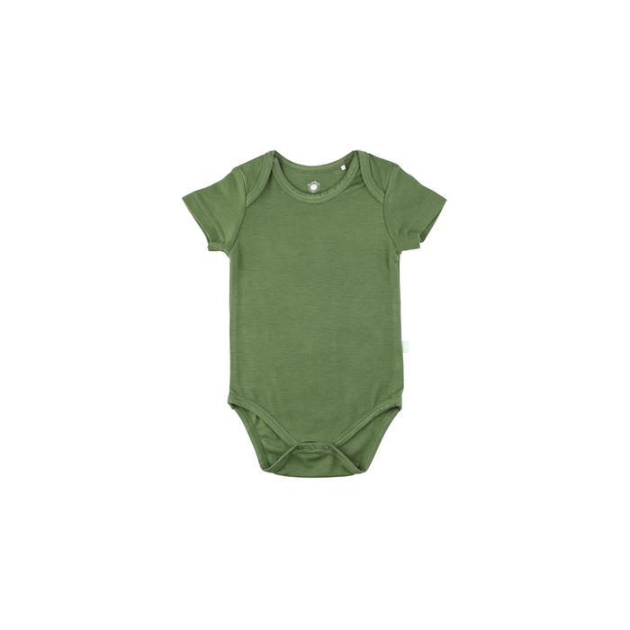 Baby Short-Sleeve Bamboo Bodysuit Olive Pajamas Dreamland Baby