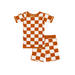 Toddler Short-Sleeve Bamboo Pajamas Rust Checkerboard Pajamas Dreamland Baby
