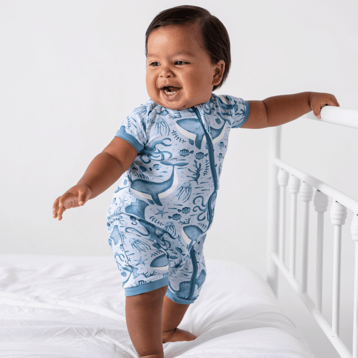 Baby Short-Sleeve Bamboo Romper Pajamas Dreamland Baby