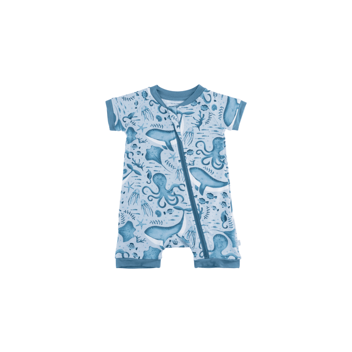 Baby Short-Sleeve Bamboo Romper Under The Sea Pajamas Dreamland Baby