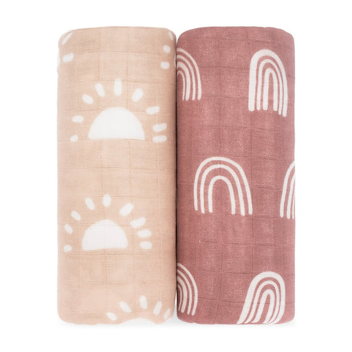 Muslin Swaddle Blanket, 2 Pack by Comfy Cubs - Sun & Rainbow Swaddles Comfy Cubs