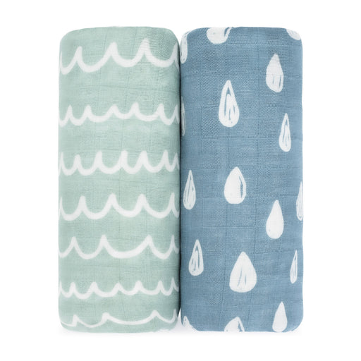 Muslin Swaddle Blanket, 2 Pack by Comfy Cubs - Rain & Doodle Swaddles Comfy Cubs