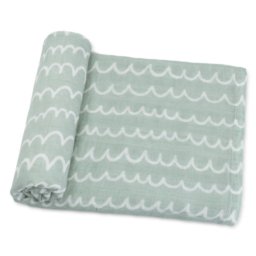 Muslin Swaddle Blanket, 1 Pack by Comfy Cubs - Green Doodle Swaddles Comfy Cubs