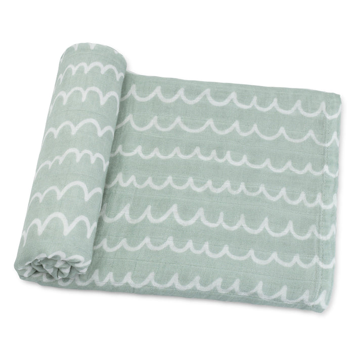 Muslin Swaddle Blanket, 1 Pack by Comfy Cubs - Green Doodle Swaddles Comfy Cubs
