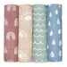 Muslin Swaddle Blankets, 4 Pack by Comfy Cubs - Sun, Rainbow, Rain & Doodle Swaddles Comfy Cubs