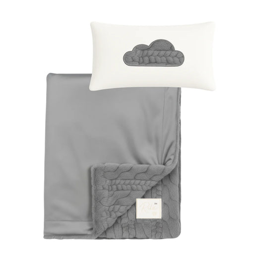 RITZ BABY FUZZY BLANKET CABLE DESIGN/VELOUR BACK . GREY BLANKETS RITZ