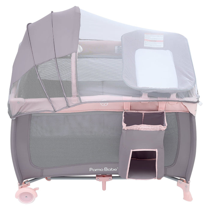 PAMO BABE BABY PLAYARD FOLDABLE CHANGING TABLE CANOPY FOR NEWBORN - PINK PLAYPEN PAMO BABE