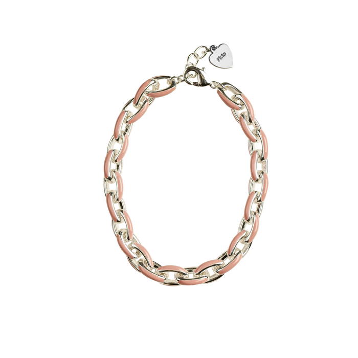 PICKY PINK AND SILVER PLATED LINK BRACELET . BRACELET PICKY
