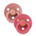 BIBS PACIFIER COLOUR 2 PACK - ROUND / NATURAL RUBBER LATEX DUSTY PINK CORAL PACIFIER BIBS