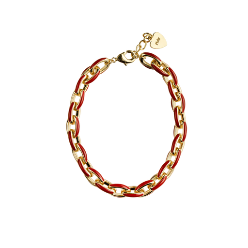 PICKY ENAMEL RED AND GOLD LINK BRACELET . BRACELET PICKY