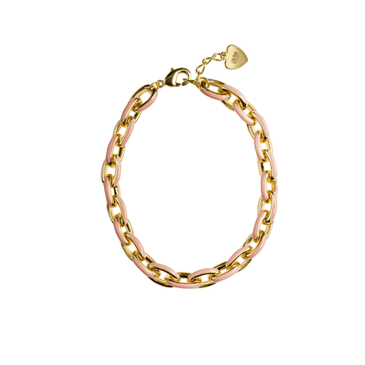 PICKY ENAMEL PINK AND GOLD LINK BRACELET . BRACELET PICKY