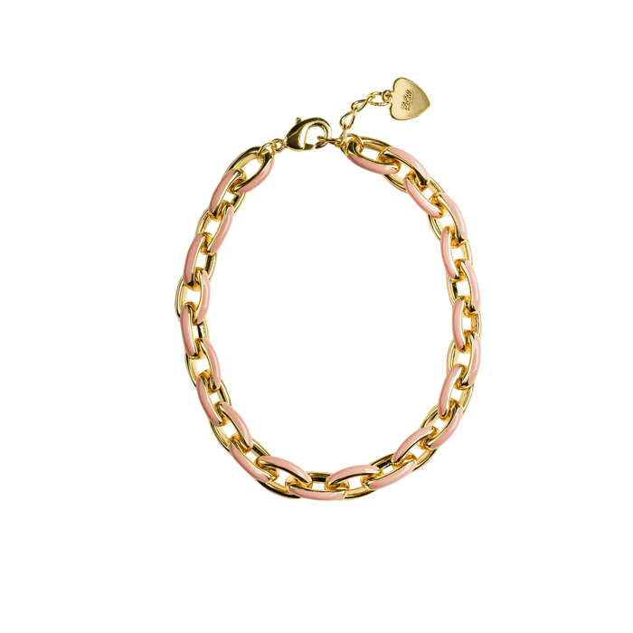 PICKY ENAMEL PINK AND GOLD LINK BRACELET . BRACELET PICKY