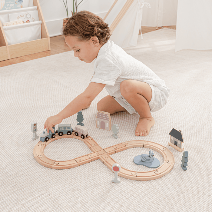 30-Piece Wooden Train Set for Toddlers Ages 1+ Train Set Comfy Cubs