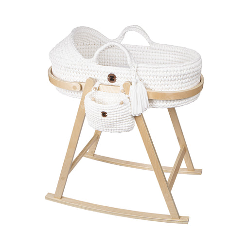 BABY Z MOSES BASKET CRADLE WITH ROCKING FRAME . WHITE BASSINET BABY Z