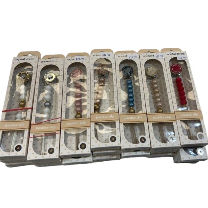 CRYSTAL DREAM ASSORTED ELGANT PACIFIRE CLIP PACI CLIP CRYSTAL DREAM