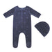 Embroidered Rocking Horse Footie and Hat navy Tricot Bebe