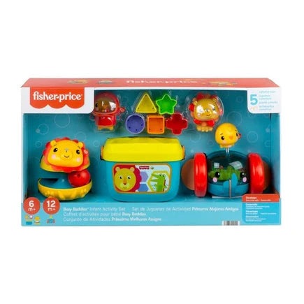 buy fisher accessory bundle Fisher-price Busy Buddies Gift Set, 5 Animal-Themed Sensory Toys for Infants, Sorting Blocks