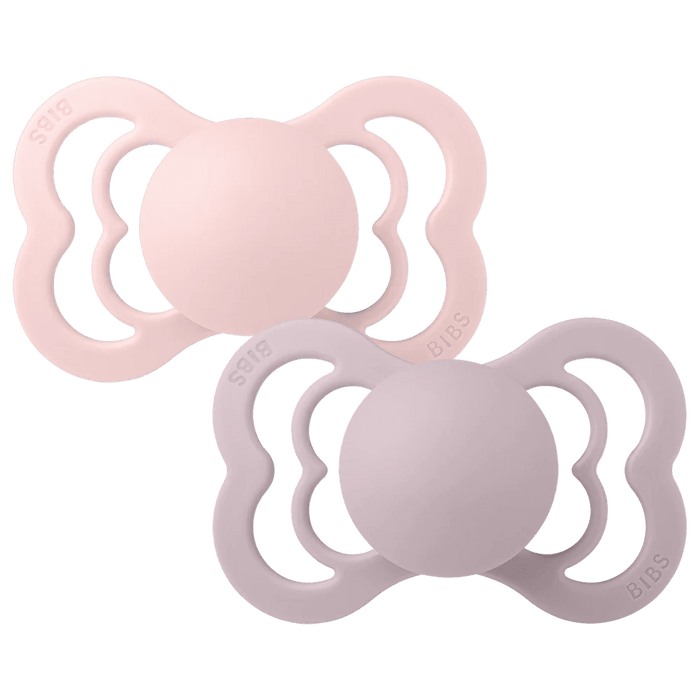 BIBS SUPREME 2 PACK - SYMMETRICAL / SILICONE 0-6 M BLOSSOM DUSKY LILAC PACIFIER BIBS