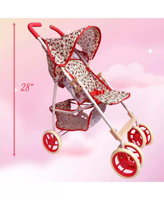 THE NEW YORK DOLL COLLECTION  DOLL STROLLER -  FLORAL
