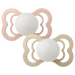 BIBS SUPREME 2 PACK - SYMMETRICAL / SILICONE 0-6 M BLUSH GLOW VANILLA PACIFIER BIBS