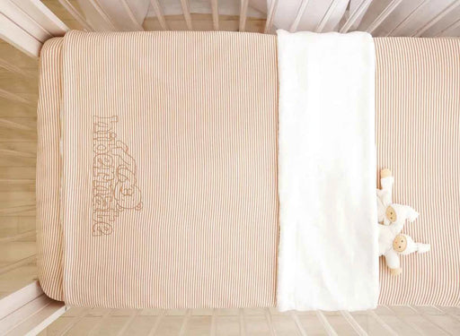HIBERNATE BABY 3 PIECE CRIB LINEN SET (52"X 28") . STRIPED - BEIGE CRIB SET HIBERNATE BABY