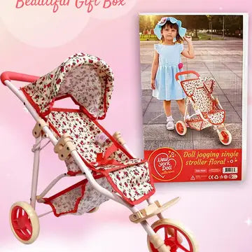 THE NEW YORK DOLL COLLECTION  DOLL JOGGING STROLLER -  FLORAL