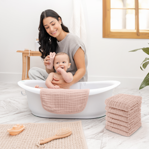 Muslin Washcloths by Comfy Cubs - Blush Washcloths Comfy Cubs