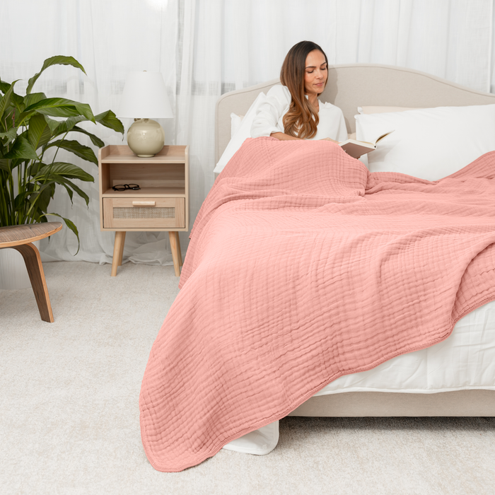 Adult Muslin Blanket in Bold Blush Muslin Comfy Cubs