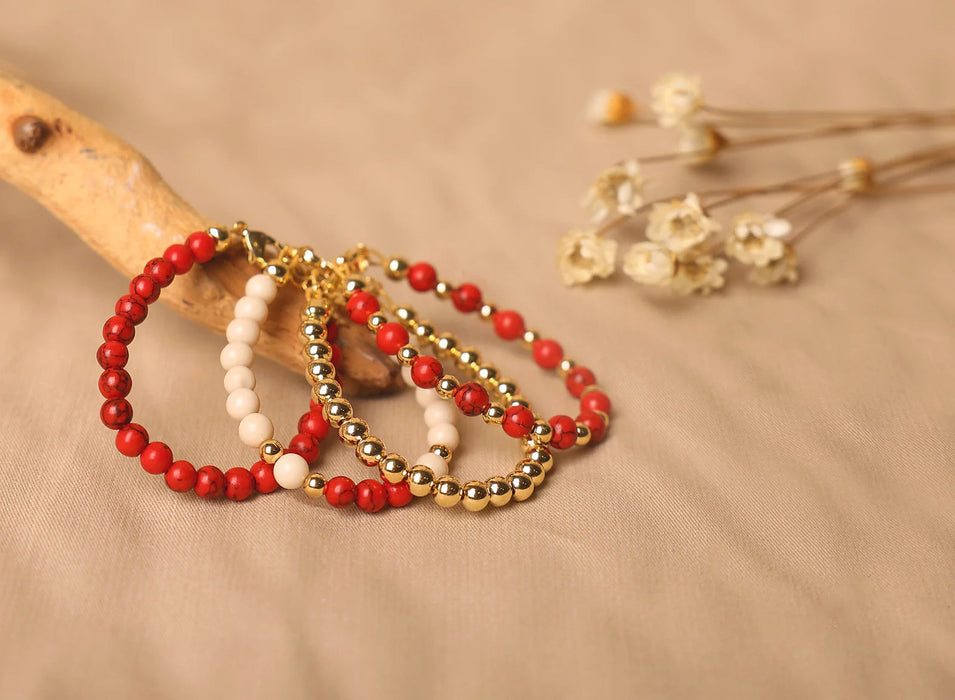 RED WITH GOLD BEADS BRACELET