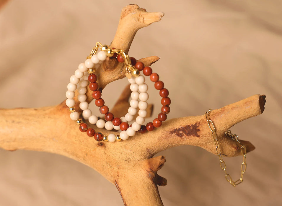 PICKY RED JASPER BEAD BRACELET