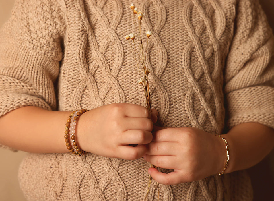 PICKY ROSE QUARTZ BEADS BRACELET