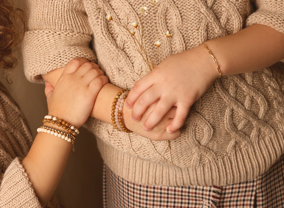 PICKY WOOD GRAIN STONE BEADS BRACELET