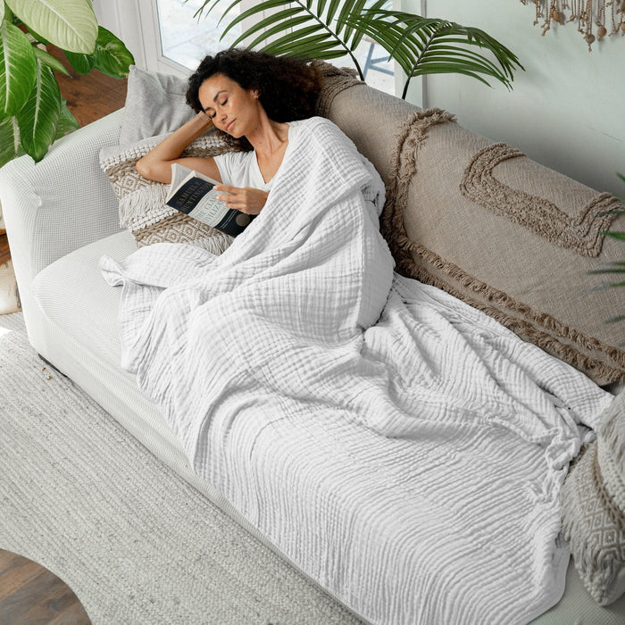 Adult Muslin Blanket by Comfy Cubs in White Muslin Comfy Cubs